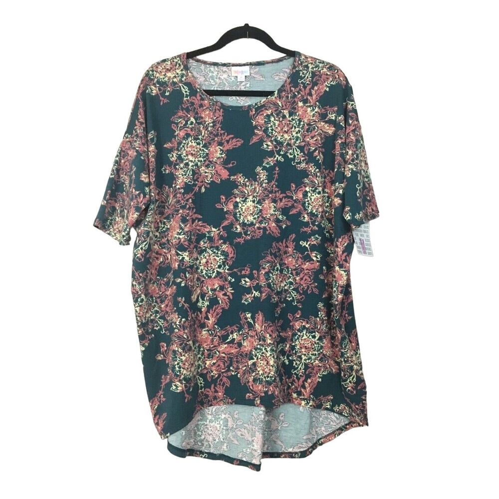 NWT Lularoe Irma Tunic Size M Teal Pink Cream Floral Hi Lo Shirt Top NEW LLR